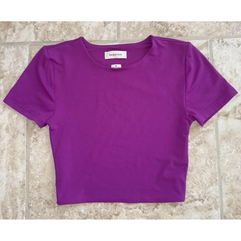 Aritzia Babaton Contour Crew Cropped t-shirt Purple Women's Luxury‎ Size XS